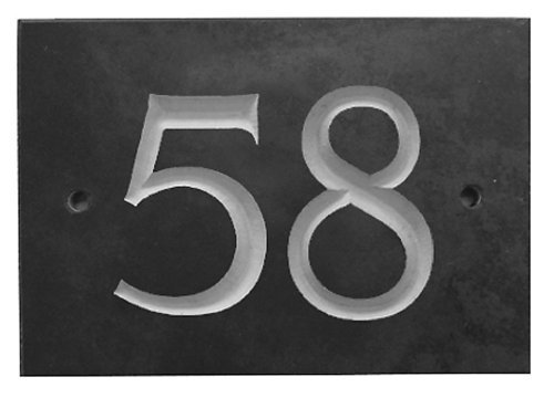 Signs & Numbers Número de casa sobre Pizarra Negra 1-99 - Pizarra Color Gris carbón Oscuro, Número 58