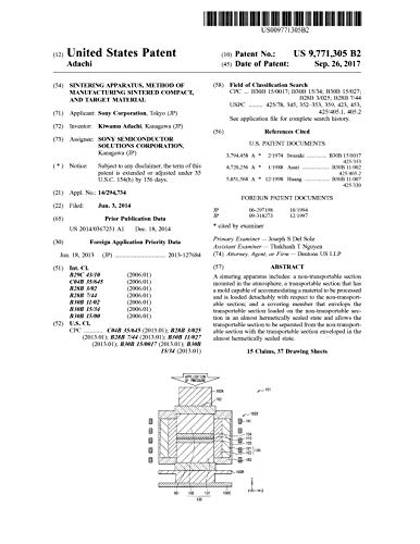 Sintering apparatus, method of manufacturing sintered compact, and target material: United States Patent 9771305 (English Edition)