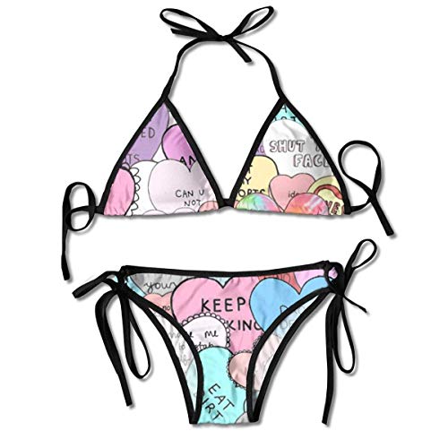 Sistemas para Mujer Impresos corazón Colorido del Bikini, Traje de baño de la Playa del Traje de baño del triángulo