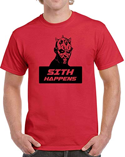 Sith Happens Mens T-Shirt Funny Star Geek Nerd Jedi Wars Force Vintage Retro,Red,L