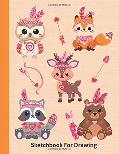 Sketchbook For Drawing: Best Valentine's Day Gift - Kawaii Graphics Sketch Book For Kids - Blank Doodling Pad Notebook For Girls Boys Learning To Draw ... 5 6 7 8 9 - Woodland Animals Cover 8.5"x 11"