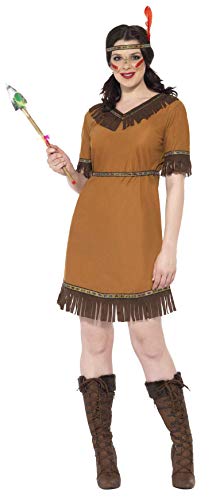 Smiffys-20458M Indio Disfraz de Doncella Inspirado por Las Americanas nativas, con Vestido, c, Color marrón, M-EU Tamaño 40-42 (Smiffy'S 20458M)