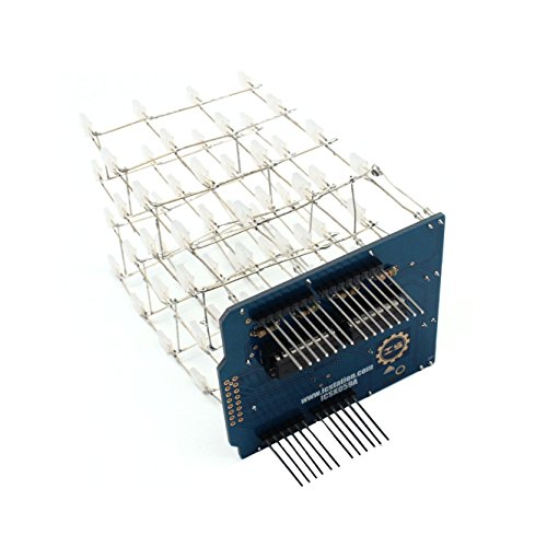 SODIAL Azul 4X4X4 NUEVO Kit de cubo de luz 3D Escudo UNO LED DIY Proyecto para Arduino