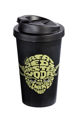Star Wars 12275 Yoda - Vaso térmico para el café (Doble Revestimiento de plástico, 400 ml), diseño con Texto en inglés Great Jedi Master Yoda