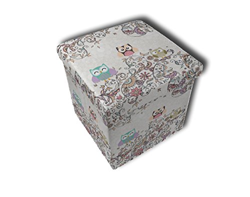 Stilia Caja Puff Plegable y Acolchada Mod, Lenna, Multicolor, 37 x 37 x 37 cm