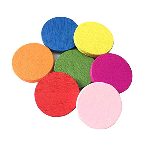 STOBOK pieza de conteo de madera chips de círculos coloridos chips de bingo aprendizaje enseñanza juguete para niño (color mezclado) - 100 piezas