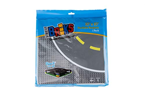 Strictly Briks - Bases apilables para Construir - para Hacer Carreteras, Ciudades y garajes - 100 % Compatible con Todas Las Grandes Marcas - 25,5 x 25,5 cm - 1 Curva Strictly Briks - Bases apilables para Construir - para Hacer Carreteras, Ciudades y garajes - 100 % Compatible con Todas Las Grandes Marcas - 25,5 x 25,5 cm - 1 Curva