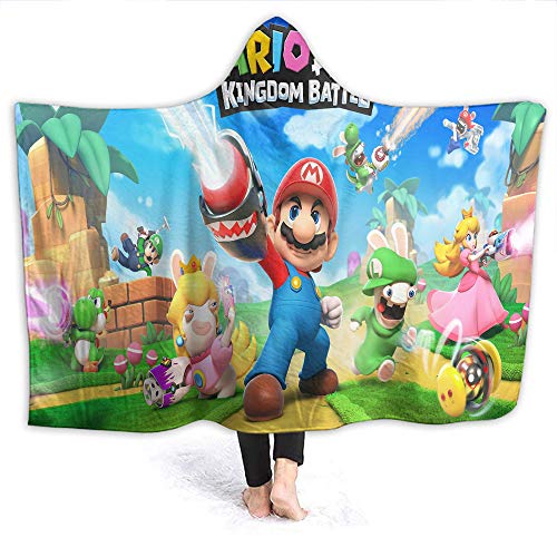 Super Mario - Manta con capucha para dormitorio con diseño de Mario y rabbids Kingdom battle (152 x 127 cm)
