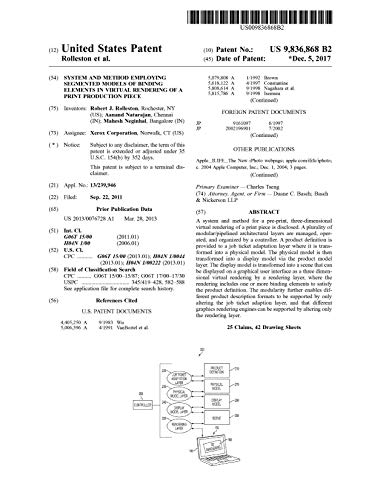 System and method employing segmented models of binding elements in virtual rendering of a print production piece: United States Patent 9836868 (English Edition)