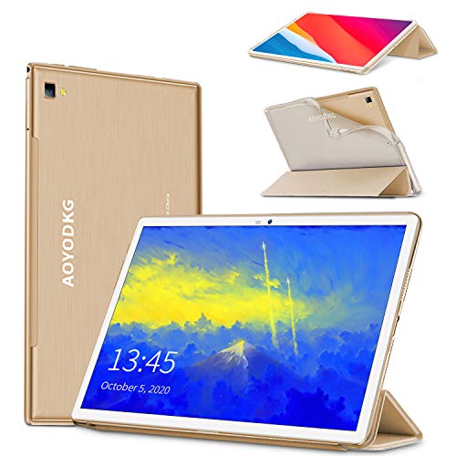 Tablet 10.1 Pulgadas 4G LTE Call,Android 9.0 pie Google Certificación GMS Tablets,4Go RAM + 64/128Go ROM,8MP 8 Cores CPU Type-C,8000mAh WiFi/Bluetooth/Netfilix Tablet PC Support Gaming (Oro)