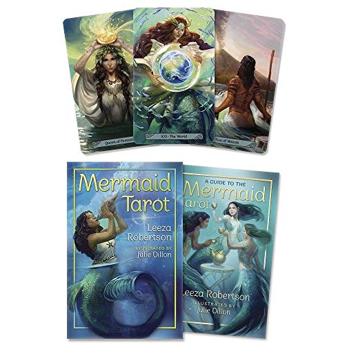 Tarot de sirena de disco duro, juego de 78 cartas de tarot de cubierta, el tamaño es de 10,3 x 6 comprimidos en proporciones iguales, lo que lo hace más fácil de llevar.