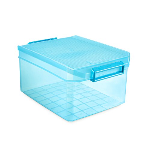 TATAY 1150119 - Caja de Almacenamiento Multiusos con Tapa, 14 l de Capacidad, Plástico Polipropileno Libre de BPA, Turquesa Translúcido, 27 x 39 x 19 cm
