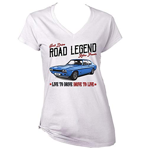 Teesandengines Ford Capri RS 2600 Camiseta para Mujer de Algodon Size Medium