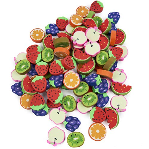 THE TWIDDLERS 96 Mini Borradores de Frutas para Niños| Recompensas en el Aula, Fiesta de Cumpleaños, Rellenos de Piñata , Bolsas de Fiesta, Regalos, Premios para Infantiles.