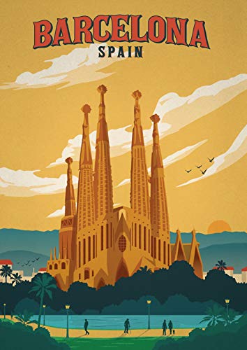 Theissen Vintage Travel Spain Barcelona Upto Poster - Matte Poster Frameless Gift 11x17 inch(28cm x 43cm)*IT-00107