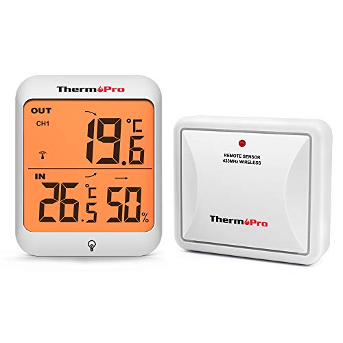 ThermoPro TP63 Termómetro Higrómetro Digital para Interior y Exteriore Termohigrómetro Inalámbrico con Sensor a Prueba de Intemperie y Recargable, Rango de 60m