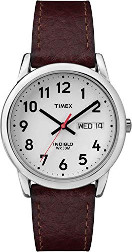 Timex T200419J - Reloj análogico de cuarzo con correa de cuero para hombre, color marrón/plata