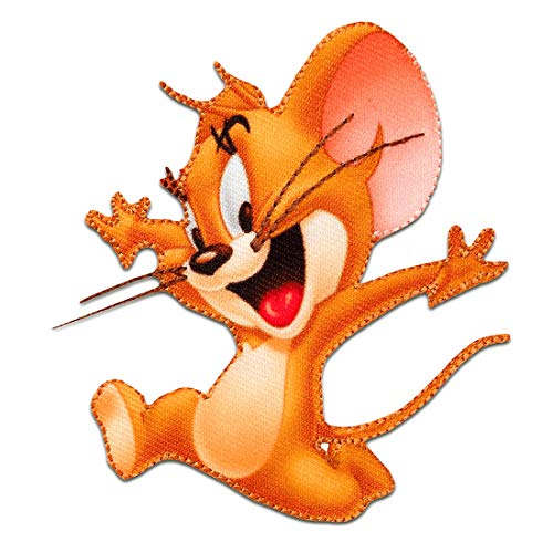 Tom & Jerry Jerry ratón cómico niños – marrón – 7,8x6,8cm - Parches termoadhesivos bordados aplique para ropa, tamaño: 7,8 x 6,8 cm