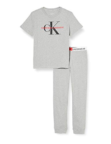 Tommy Hilfiger Knit PJ Set (SS+Cuffed) Juego de pijama, Grey Heather Bc05, 8-10 para Niños