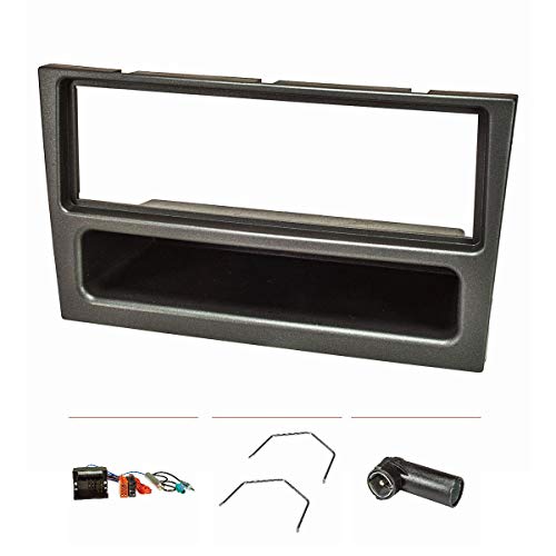 tomzz Audio 2439-068 - Juego de embellecedores de radio compatibles con Opel Agila Corsa C Combo Omega B Vectra C Vivaro Meriva, color gris metálico con Quadlock ISO, adaptador de antena Fakra DIN y llave de desbloqueo tomzz Audio 2439-068 - Juego de embellecedores de radio compatibles con Opel Agila Corsa C Combo Omega B Vectra C Vivaro Meriva, color gris metálico con Quadlock ISO, adaptador de antena Fakra DIN y llave de desbloqueo
