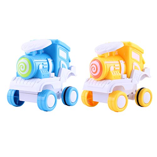 TOYANDONA 2 Piezas de Modelo de Tren de Juguete Push and Go Toy Cars Mini Kids Cars Juguete Educativo Temprano para Niños Pequeños Baby Boy (Amarillo Azul)
