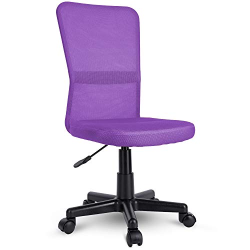 TRESKO Silla de Oficina Escritorio giratoria, Disponible en 7 Variantes de Colores, con Ruedas para Suelos Duros, Regulable en Altura de Forma Continua, Respaldo ergonómico (Púrpura)