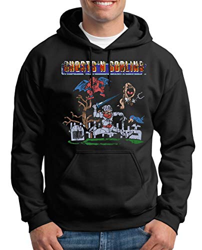 TShirt-People Ghost N Goblins Arcade Gamer Sudadera con capucha para hombre negro XXXXL