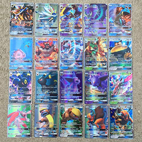Ububiko 100PCS Pokemon Cartas, Tarjetas de Pokemon, Pokemon Trading Cards, Juego de Cartas, (20GX Cartas+80EX Cartas) Regalos para niños