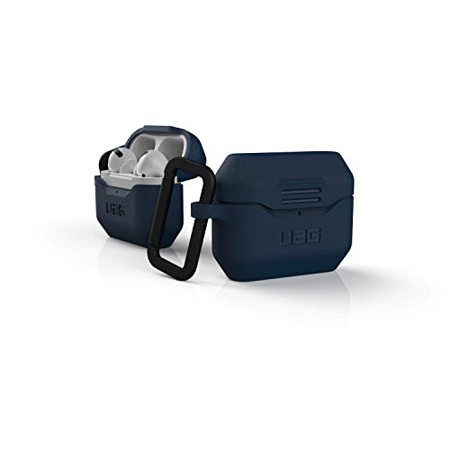 Urban Armor Gear Funda Silicona Textura Apple Airpods Pro (Funda de una Sola Pieza, Compatible con la Carga inalámbrica, Mosquetón, Portada de Lightning, Cubierta de protección) Azul