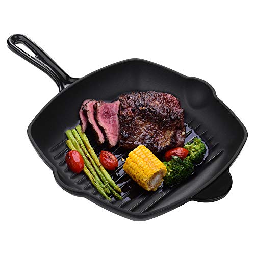 Velaze Sartén de Hierro Fundido, Sarten de Esmalte Cuadrada Pre-Seasoned de Negro para Cocina con Gas, Horno y Inducción, Alta Calicidad de Hierro Fundido con Mango de Sarten, Cuadrado - 28cm Velaze Sartén de Hierro Fundido, Sarten de Esmalte Cuadrada Pre-Seasoned de Negro para Cocina con Gas, Horno y Inducción, Alta Calicidad de Hierro Fundido con Mango de Sarten, Cuadrado - 28cm