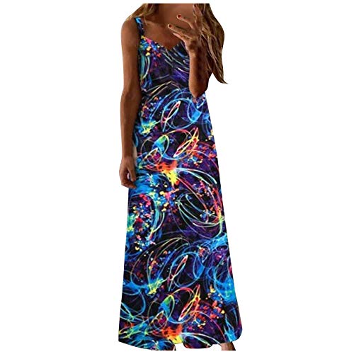 Vestido Chaleco Sin Mangas Con Estampado Luminoso Suelto Par Vestido Chaleco Sin Mangas Con Estampado Luminoso Suelto Par