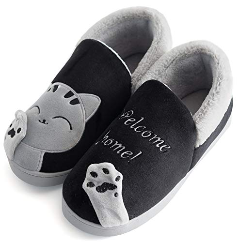 Vunavueya Mujer Zapatillas de Estar por Casa Hombre Zapatos Pantuflas Casa Invierno Interior Caliente Peluche Forradas Slippers Negro 41/42 EU/42-43CN Vunavueya Mujer Zapatillas de Estar por Casa Hombre Zapatos Pantuflas Casa Invierno Interior Caliente Peluche Forradas Slippers Negro 41/42 EU/42-43CN