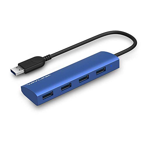 WAVLINK Tipo-A USB 3.0 a 4 Puertos de USB 3.0 Hub Alta Velocidad Soporta Hot Swapping Diseño de Aluminio (Azul)
