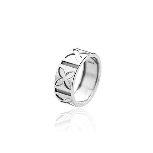 WHX Anillo para Mujeres Totalmente Ajustable en,Anillo de Plata esterlina Abierto S925 Anillo de Hoja electrochapada Diámetro Interior 17 mm para Todas Las Ocasiones