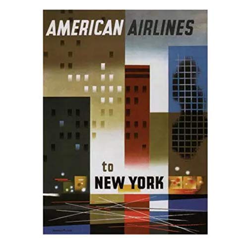 WTHKL American Air Lines To New York Poster Weimer Pursell Us 1956 Posters Impresiones Arte de la Pared para la decoración de la Sala de Estar Regalo -50x70 Cm Sin Marco 1 PCS