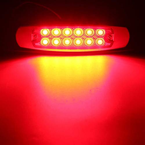 Wyfan Lámpara De Señal De Luz Trasera LED Lámpara De Luz Luz De Luz Amarillo Rojo Blanco 12 LED Camión Trailer Luces Ajuste para Peterbilt 24V (Emitting Color : Red)