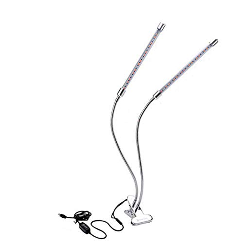 WYNA Luz de Cultivo de Planta de LED, 20w 2 Lámpara de Temporizador Principal para Planta de Interior, Fuente de alimentación de Interfaz USB de Clip de Cuello de Cisne Ajustable, Silver,USB