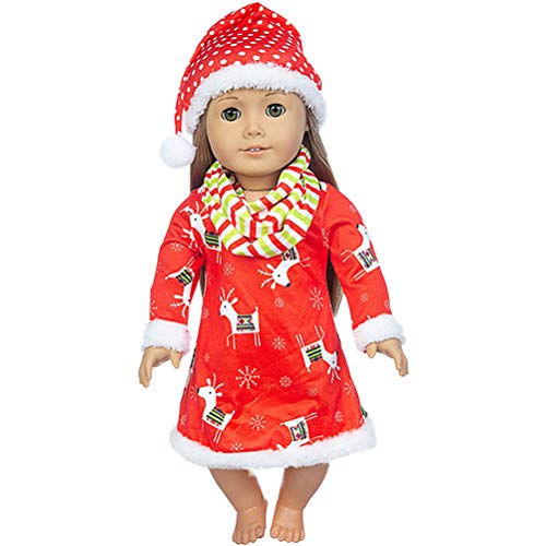 XCSW Muñecas de Ropa Navidad Outfits Pijamas Vestidos para American Doll de 18 Pulgadas, Nuestra generación, 43-46cm Muñecas-Ragalo de Navidad