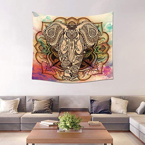 xkjymx Decoración de la Pared Tela de algodón Pintada a Mano Elefante Colgante de Pared Manta de Viento Nacional Estilo tapicería Cinco 150 * 130 cm