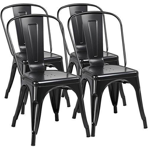 Yaheetech Set de 4 Sillas Industriales Metálica para Comedor Altura 45 cm Negro Taburetes de Bar de Bar Cervecería Yaheetech Set de 4 Sillas Industriales Metálica para Comedor Altura 45 cm Negro Taburetes de Bar de Bar Cervecería