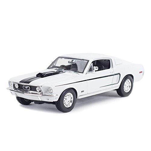YaPin Model Car modelos de automóviles Diecast modelo de coche escala 1:18 Ford Mustang 1968 altamente Detalle clásico del coche modelo de simulación de aleación modelo de coche (Color : White)