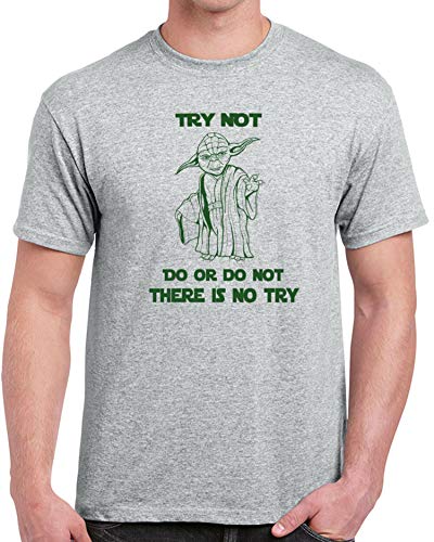 Yoda Do or do Not Mens T-Shirt Movie Quote Funny Jedi Star Geek Nerd Wars,Heather Gray,M