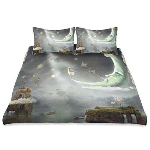 Yoyon Funda nórdica, Night Time Miracles Magic, Juego de Cama de Microfibra de 3 Piezas Ultra Suavidad Cómodo diseño Moderno