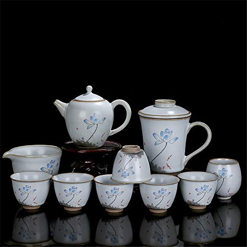 ZAGO Juego de té Hecho a Mano Tetera Conjunto 10 Piezas Conjunto Hecho a Mano con la Caja de Regalo de cerámica Retro Japón Kung Fu Juego de té Mini Tazas de Porcelana Tazas de té