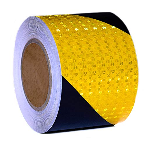 Zasiene Cinta de Advertencia de Peligro Negro Amarillo Cinta Reflectante Adhesiva Autoadhesiva Cinta Seguridad de Señalización Distancia de Seguridad Negro Amarillo,5cm x 10m