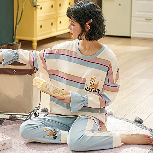 ZXXFR Pijamas de Mujer Pantalón de Manga Larga con Estampado Animal de Personaje de Tarjeta de algodón, G, M Conjuntos de Pijama 2 Piezas,cómodo y Transpirable Suave Ropa