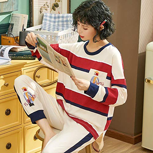 ZXXFR Pijamas de Mujer Pantalón de Manga Larga con Estampado Animal de Personaje de Tarjeta de algodón, N, XL Conjuntos de Pijama 2 Piezas,cómodo y Transpirable Suave Ropa
