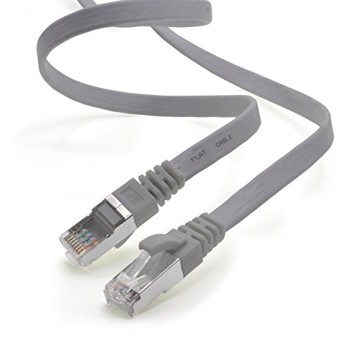 1aTTack.de Cable Ethernet LAN Cat.7, RJ45, 10 Gbit/s, Plano, Compatible con Cat.5, Cat.5e y Cat.6 Gris - 1 Unidad 5m