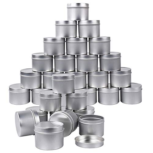30 latas de metal de 4 onzas para velas, recipientes de almacenamiento para velas, manualidades, almacenamiento (plata)