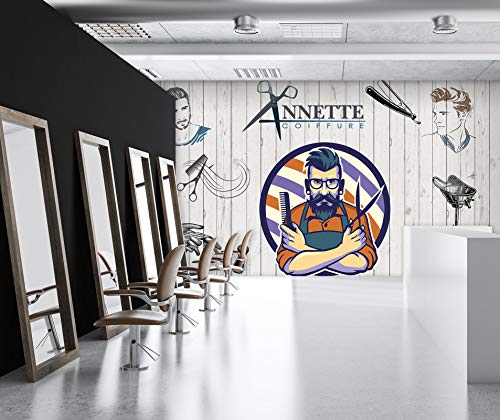 3D Barber Ground 367 Business Wall Paper Wall Print Decal Wall Deco Mural extraíble | Papel pintado grande autoadhesivo AJ UK Angelia (papel de tela (necesita pegamento), 416 x 254 cm (WxH)
